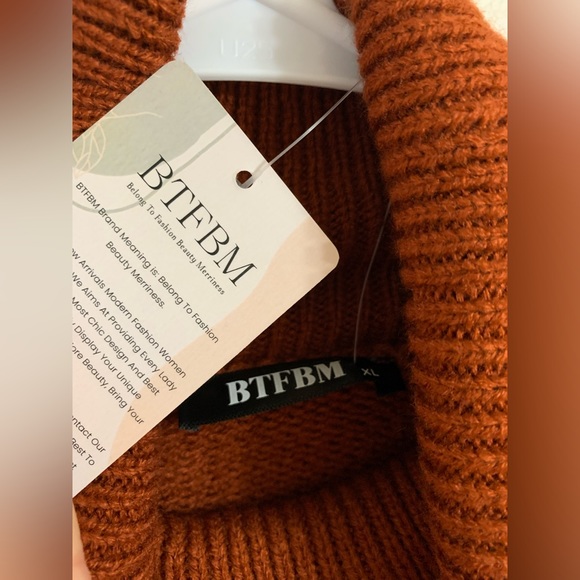 NWT Chunky Knit Turtle Neck fringe Sweater Dress - Picture 6 of 8